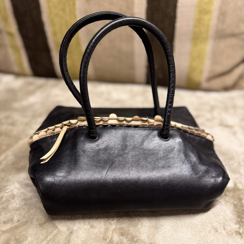SISSI ROSSI - VINTAGE - Unique Black Leather Satchel Handbag
